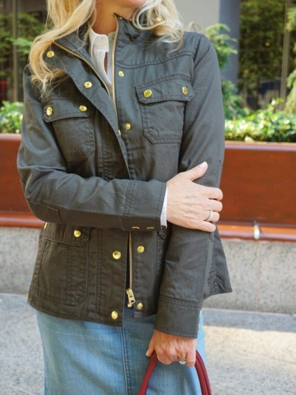 J. Crew Waxed 100% Cotton Olive Green Field Jacket Small EUC